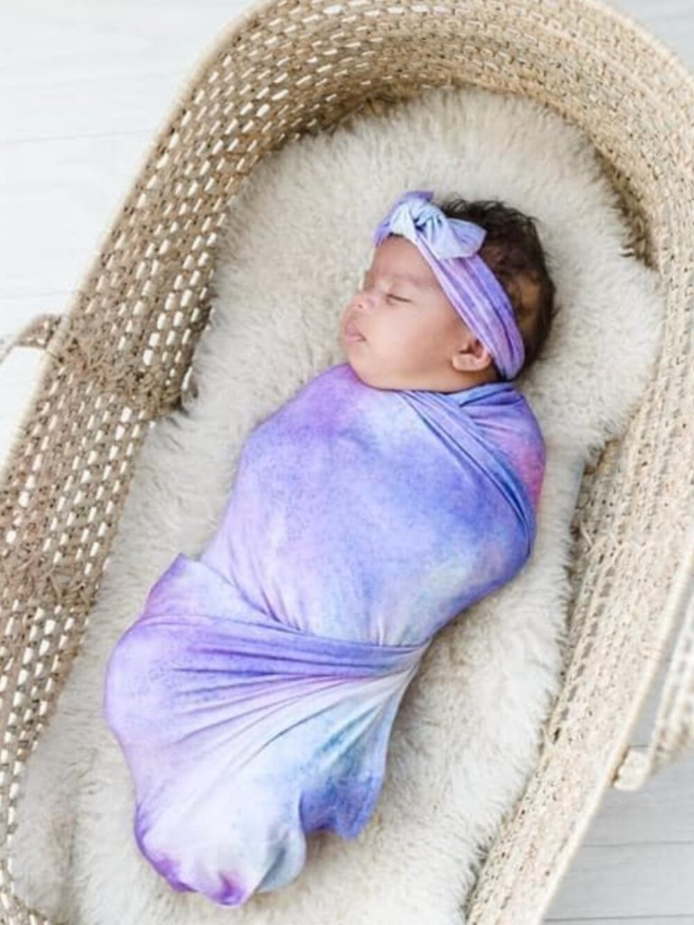 Little Sleepies Purple Watercolor Swaddle Blanket, EUC
